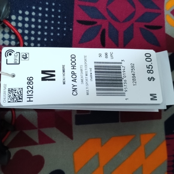 NWT Adidas Hoodie Colorful Graphic AOP Medium patchwork allover print. - Picture 5 of 9